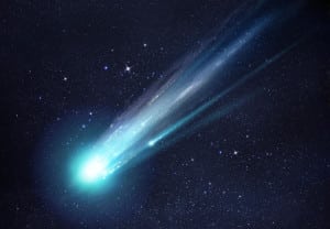 A large and bright Comet breaking up as it gets close to the Sun. Illustration