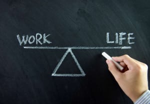 Work and life balance written on chalkboard