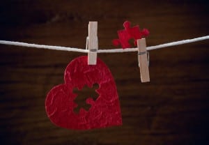 heart love jigsaw on cloth rope