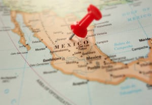 Map of Mexico with red push pin