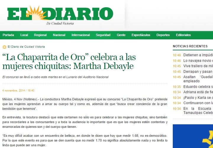 El diario: “La Chaparrita de Oro” celebra a las mujeres chiquitas