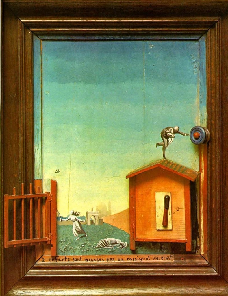 10. Dos niños amenazados por un ruiseñor de Max  Ernst